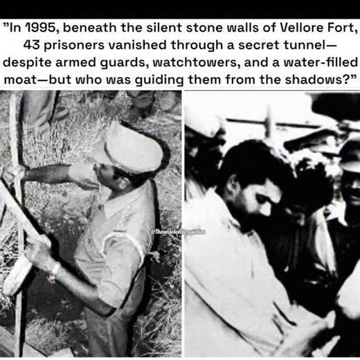 The Unsolved Tragedies | Mysterious Facts on Instagram: "On 14–15 August 1995, at the historic Vellore Fort in Tamil Nadu — a massive 16th-century stone stronghold surrounded by a wide water-filled moat — 43 detainees suspected of being members of the Liberation Tigers of Tamil Eelam (LTTE) executed one of India’s most audacious prison breaks. Inside the fort’s Tippu Mahal detention area, they spent months covertly digging a roughly 153-foot-long tunnel beneath the ground and fort walls using im