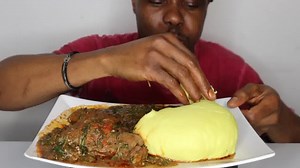 501K views · 10K reactions | Big Bites | Fufu And Efo Riro Or Vegetable Soup With Goat Meat | African Food | The Adim Family | The Adim Family | Facebook