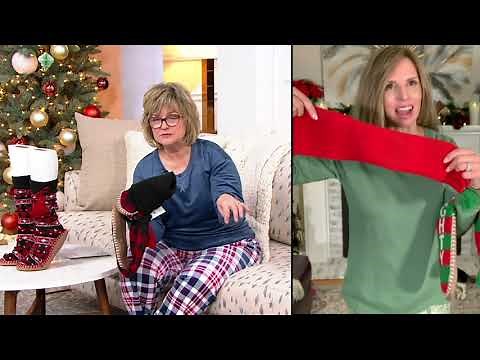 MUK LUKS Set of 2 Holiday Original Slipper Socks on QVC