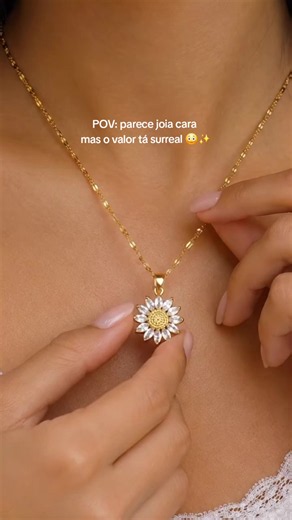 Colar delicado de girassol perfeito pra usar todos os dias #colardourado #colar #acessoriosfemininos #viral #foryou
