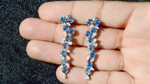 Vintage Sapphire Earrings - Certified Natural 8.8cts VS F Diamond Blue Sapphire 750 18K Solid Gold Long Chandelier Earrings - Exoticgold - Etsy