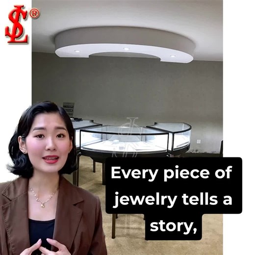 High-End Jewelry Counter Customization Metal Stainless Steel Glass Showcase Jewelry Store Wall Display Cabinet