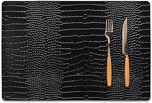 Set of 4 Faux Leather Placemats, PU Table Mats, Waterproof, Stain Resistant, Heat Resistant, Easy to Clean for Kitchen Dining Table,Conference Table