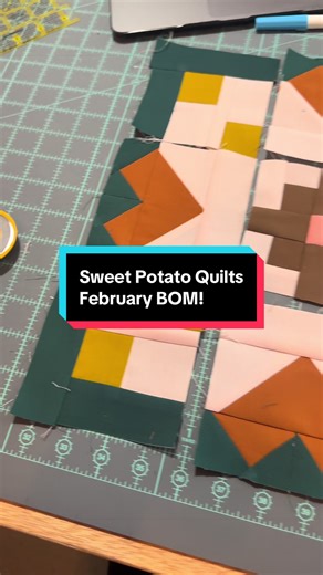 Here is the February Block of the Month from Sweet Potato Quilts! It’s never too late to join in the fun! Go check it out on her website! #quiltalong #blockofthemonth #learntoquilt #sewingdiy #quiltingfun @Quilt Pattern Shop