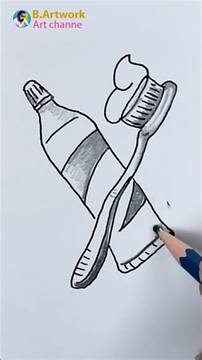 How to Draw Toothbrush & Toothpaste | Easy Drawing 🪥✏️#drawing #shorts #b.artwork