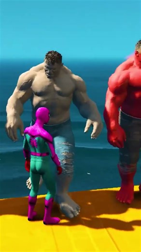 GTA V: SPIDER-MAN VS HULK SUPERHERO BATTLE#gta5#shorts