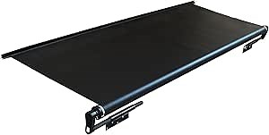 Slide Topper Awning Slide Out Cover Plus Disassembly-Free Adjustment Mechanism with 49" Extension Full Kit for RV,5th Wheel,Trailer,Camper -Black Solid, 5'6" (5'1" Fabric)