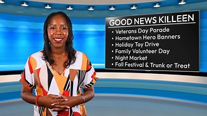 It’s Good News Killeen! In this episode, we highlight:  Veterans Day Parade  Hometown Hero Banners  Holiday Toy Drive  Family Volunteer Day  Night Market  Fall Festival & Trunk or Treat #PleaseWatch #Share #ThingsToDo #News #Killeen | City of Killeen, Texas - Government | Facebook