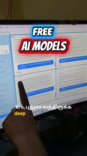 AI Tools Tamil | Tamil Ai | Ai Tamil on Instagram: "Here is a website to trying new release LLM model you can trying these model for free in this website side by side compare the results and trying yourself the website name is chathub #llm #ai #aimodel #tamilai #aitamil #aitools #tools #cloude #gemini #gemini3 #nanobananapro #chatgpt #cluser Bro என்ன bro பண்ற? 00:01 Bro, deep seek model, Haiku modely, thinking modelலு, இது மாதிரி, புதுசா வந்திருக்க model, எங்க try பண்ணிப் பார்க்கணும்னு தெரியலைன்