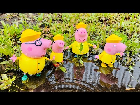 MUDDY PUDDLES Splashing Peppa Pig Figures Sensory Play