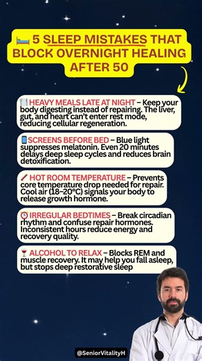 🛏️ 5 Sleep Mistakes That Block Overnight Healing After 50 (Part 1)