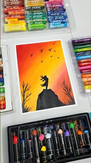 Simple oil pastel drawing for beginners