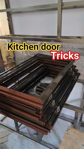how to make kitchen profile door #youtubeshorts #aluminium #works #kitchencabinet #mirrordoors
