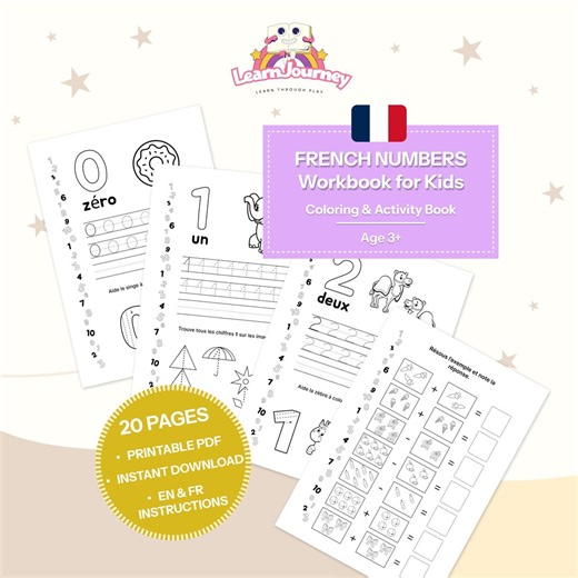 French Numbers Workbook 0–10 | Printable Preschool Math Worksheets | Counting & Tracing PDF - Etsy