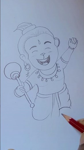 how to draw cute bal hanuman 🚩