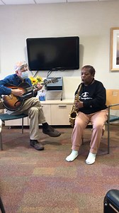 Following a stroke, Curtis came to Encompass Health Braintree for rehabilitation. Her goal was to get back to her favorite hobby, playing the saxophone, since hand weakness from her stroke made it difficult for her to hold her instrument and perform fine motor control skills. Curtis' determination and therapy allowed her to regain the strength to play her saxophone, inspiring many other patients and our staff. Here she is jamming with our pharmacy tech, George. Thanks for sharing your talents wi