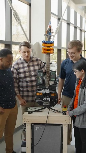 Hope College on Instagram: "A bass with no bassist? Hope Engineering students said "Why not?!" 🤯 🎸 For their year-long capstone design project, one team engineered a self-playing bass guitar that knows over 15 songs! Even cooler? Two of the engineers are deeply involved in music at Hope, playing in the Orchestra and Chapel Band. It's a powerful example of the interdisciplinary strength of a Hope education."