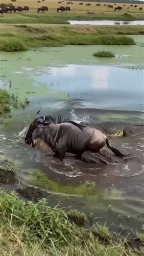 Leopard Attack Gone Wrong 😳 Wildebeest Fights Back & Escapes Crocodile Trap 🐊🔥
