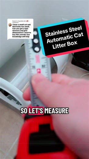 Replying to @Squiddy Boi 🦑 Let’s Measure! UAHPET Stainless Steel Smart Litter Box for cat, Easy-to-Clean Automatic Cat Litter Box with APP Control, Odor-Free Waste Disposal Includes Trash Bags #jason_norcross #cats #catlovers #stainlesssteellitterbox #automaticlitterbox