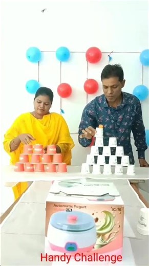 Cup Stacking Challenge: Who is Faster? | Handy Challenge- Family Fun Game #shorts #diy #cupgame