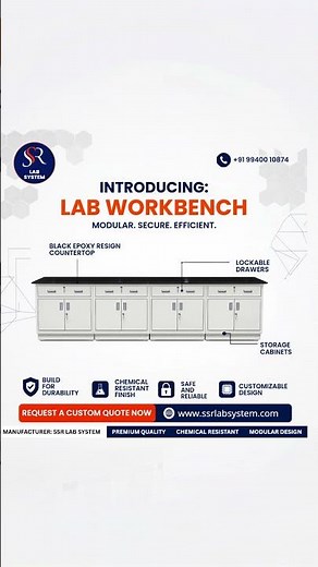 Modular Lab Workbench with Lockable Drawers & Chemical-Resistant Top | SSR Lab System