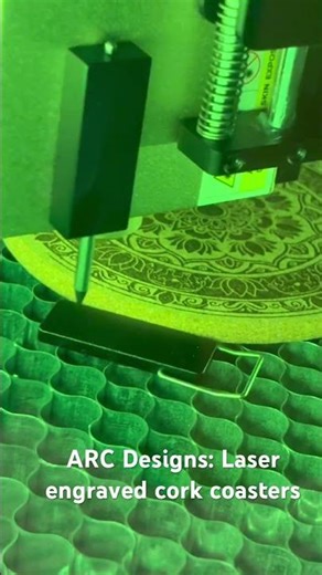 ARC Designs: Laser printing traditional art design cork coaster
