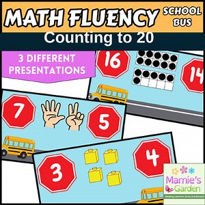 Back to School Counting to 20 Kindergarten Digital Math Number Sense Fluency