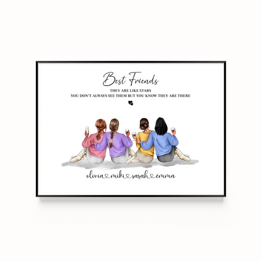Custom Friends Portrait, Personalized Friendship Gift, Group Illustration - Etsy
