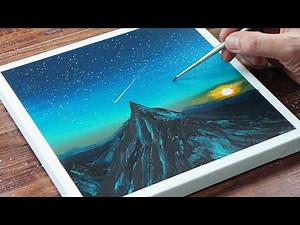 Starry sky and mountains | Acrylic painting | Healing art | ASMR | StayHome #249