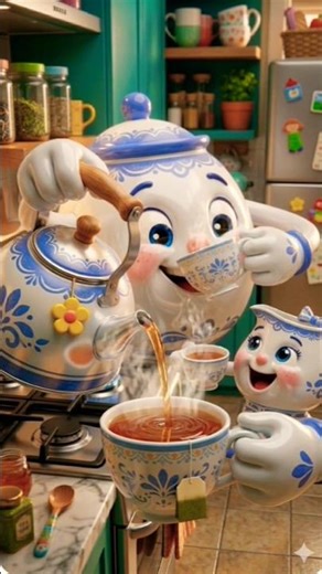 Teapot Titan Making Magic Tea ☕🔥 | Cute & Crazy AI Short #trending #aianimation #shorts