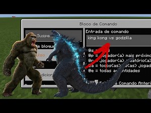 COMANDO DO KING KONG E GODZILLA NO MINECRAFT PE (COMMAND BLOCK) command mcpe