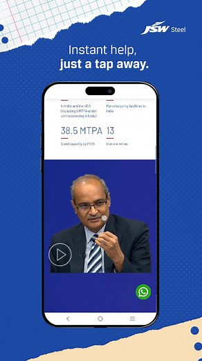 6.4K views · 54 reactions | With the JSW Steel Chatbot, everything you need is just a tap away—store locations, products, and purchases, all with ease. Because when #InnovAtionIsAlwaysAround, convenience should be effortless. Chat here: https://api.whatsapp.com/send/?phone=917304459222&text=hi&type=phone_number&app_absent=0 #JSWSteel #JSWChatbot #WhatsappChatbot | JSW Steel | Facebook