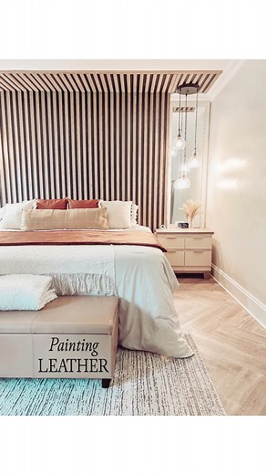 8.1K views · 301 reactions | Did you know you could PAINT leather?! Well, now you do! I can’t believe how soft it is and still looks and feels like real leather. With that being said-what do you plan to paint now?  . . . #leatherwork #paint #didyouknow #diyhomedecor #diyhomeprojects #savemoney #bedroomrefresh | Glam Farmhouse, LLC | Facebook