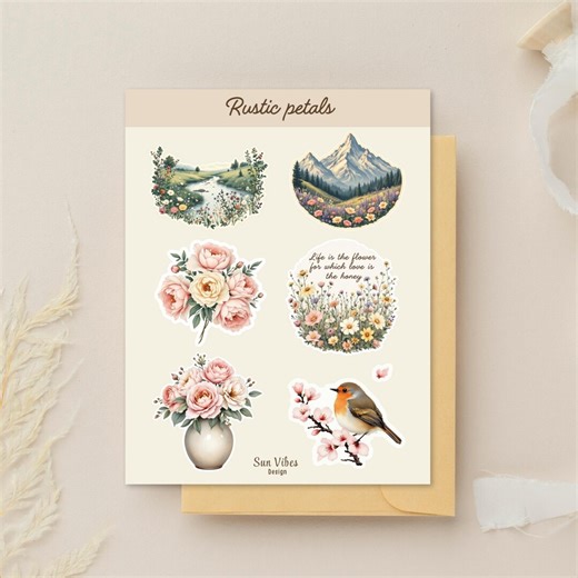 Rustic Petals Waterproof Vinyl Sticker Set – Decal - Valentine's Day Gift Sticker - Etsy