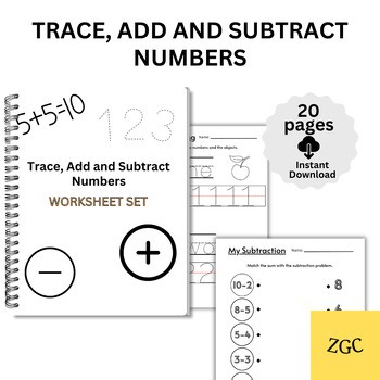 Primary Addition & Subtraction Worksheets | Kindergarten Math | Number Tracing