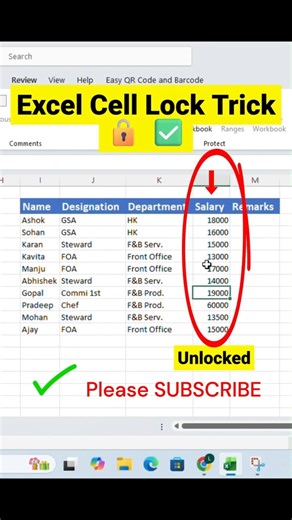 Protect Specific Excel Cells While Allowing Data Entry in Others Without VBA #excel #shorts