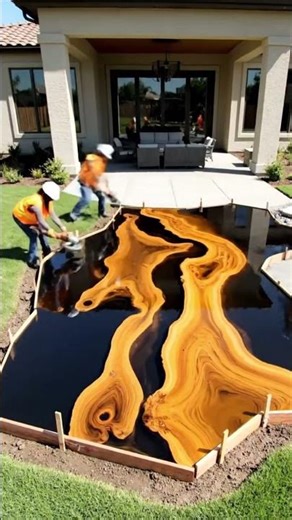 Backyard Transformed! Tree-Trunk Resin Patio in 30 Seconds 🤯🔥