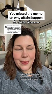 I think you missed the memo on why affairs happen. Affairs are a painkiller that happen when someone falls into the Affair Bermuda Triangle. People have affairs to become someone else, not to be with someone else. And it’s never ever the fault of the innocent partner, always the choice of the one who cheated. #affairs #infidelity #affairrecovery #infidelityrecovery | Dr Kathy Nickerson