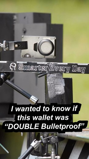 Destin from Smarter Every Day on Instagram: "Here’s one of the coolest slowmo shots from this year. I did an #ad with Ridge Wallet and wanted to see if their wallets were “double bullet proof”. I used the bullet vs bullet setup to fire a bullet at both sides of the wallet at the same time. Here’s what happened when we fired against a Titanium Wallet. It ended up being more awesome than I expected. If you’re still looking for a last minute gift idea for someone, I asked Ridge if they’d give you a
