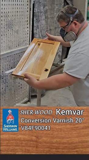 Part 1 Spraying Sherwin Williams Sherwood Kemvar Conversion Varnish 20° #woodfinish