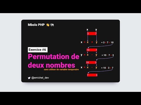 Exercice corrigé 6 : Permuter deux nombres (sans utiliser la troisième variable) | Mbolo PHP
