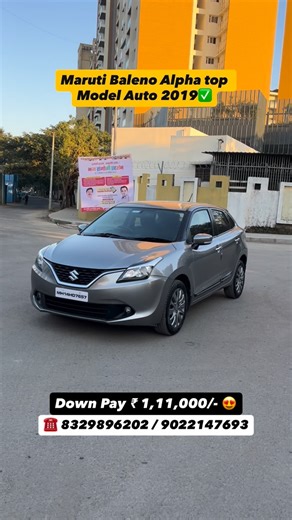 Nilesh Udmale on Instagram: "Nexa Premium car 🚘 Maruti Baleno Alpha top Model 2019 Petrol ⛽️ 1st Owner, 82000km, 20+ Best mileage Easy drive single hand 🖐️ Ladies New learner 😍 Not worry about traffic and long distance. Feel premium drive, Key 🔑 less entry, DRL Projector head lamp, Big alloy wheel 🛞 Push Button start, Steering control Smart infotainment system Navigation Voice command Apple car play Weblink, Park camera sensor, Auto climate control, Full warranty trust 🥰 1 year ✅Price ₹ 6,