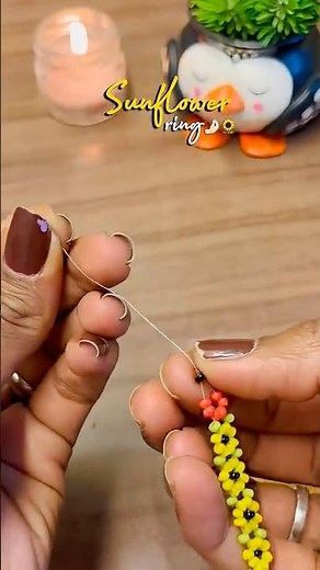 DIY Ring 💍 @theartistkusum #sunflower #diyring #beadsjewellery #handmade #viralshorts #shorts
