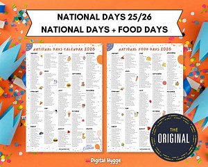 National Days   National Food Holidays 2026 | Printable Bundle - Etsy