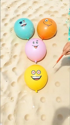 Emoji Yellow Pink Orange Blue Balloon Water Orbeez Popping #asmr #satisfying