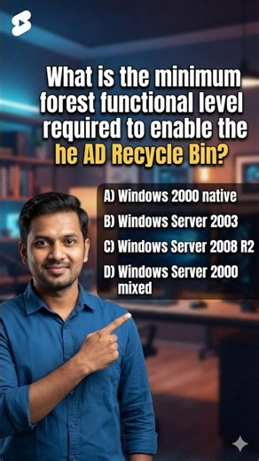 Windows Server Advance Administrator MCQs# 07 | Active Directory Recycle Bin Forest Functional Level