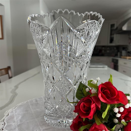 Antique American Brilliant Period Cut Glass Lead Crystal Vase - Etsy