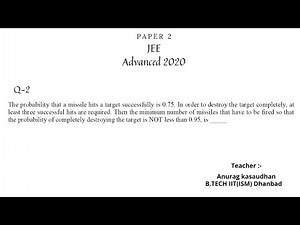 JEE Advanced 2020 Math Paper 2 (Q 2) solution | IIT JEE Maths | #jeeadvanced2020 #projecteducation