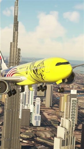 Malaysia Airlines A330-900 Flies Near Burj Khalifa and Begins Landing Approach