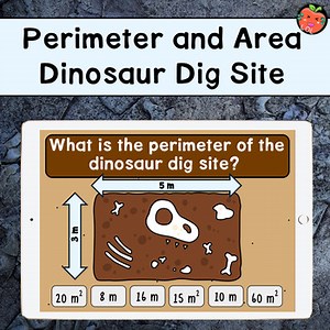 Perimeter and Area Dinosaur Fossils | Boom cards | Middle School Math